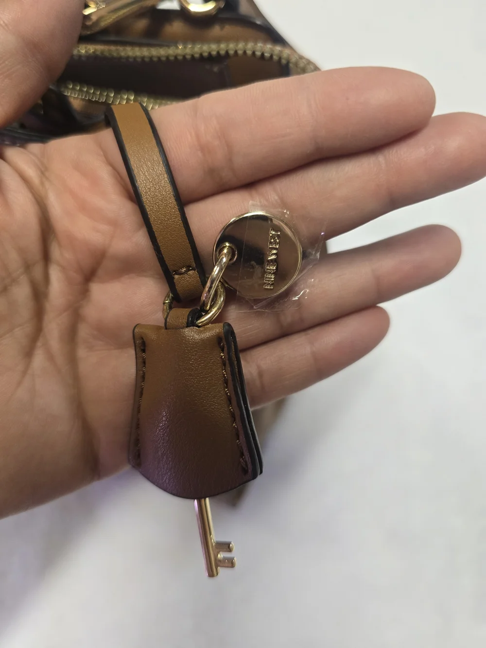 Nine West Tan Patterned Top-Handle Satchel